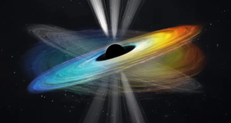 Representación artística de agujero negro giratorio