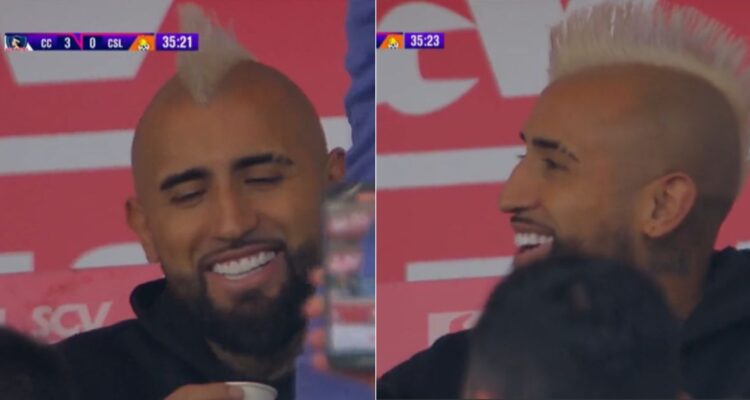 Arturo Vidal alentando a Colo Colo ante Cobresal en el estadio Monumental
