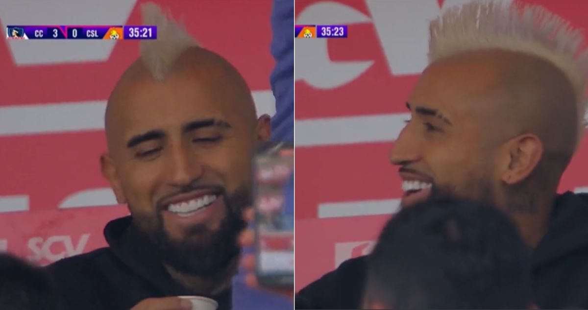Arturo Vidal alentando a Colo Colo ante Cobresal en el estadio Monumental