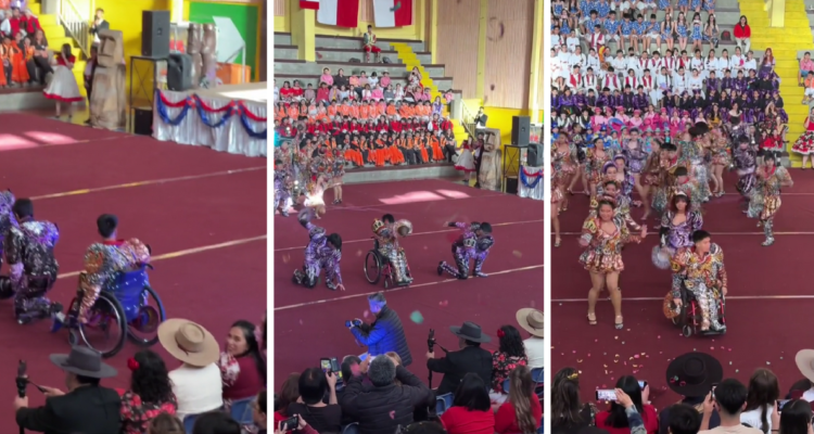 Capturas de TikTok de joven con movilidad reducida bailando caporal en Fiestas Patrias