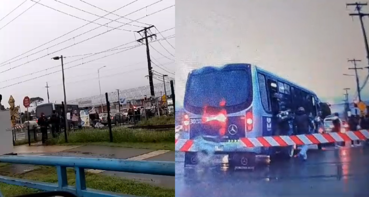 Pasajeros viven minutos de terror luego que microbús quedara parado en plena vía férrea en Talcahuano