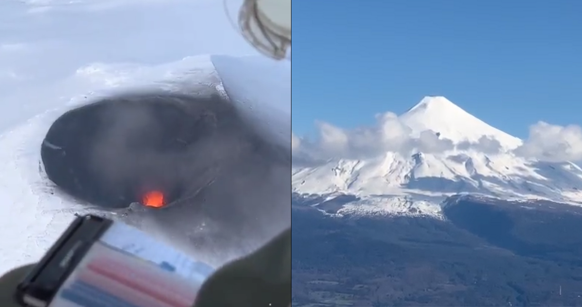 Sobrevuelo muestra actividad del Volcán Villarrica tras alerta naranja: dos comunas cancelaron clases