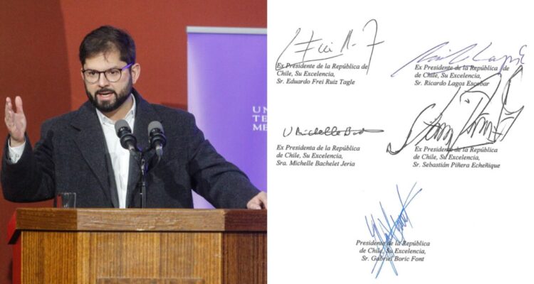 Presidente Boric y exmandatarios firman compromiso de Santiago “Por la democracia, siempre”