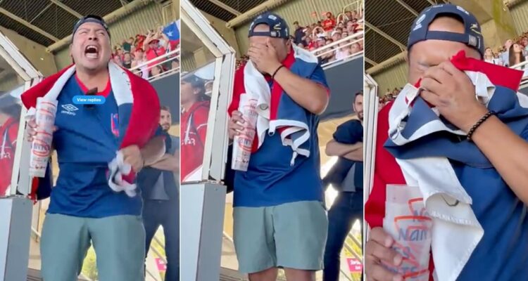 Estalló en llanto: el emotivo momento de hincha chileno tras try de Los Cóndores ante Pumas en Mundial