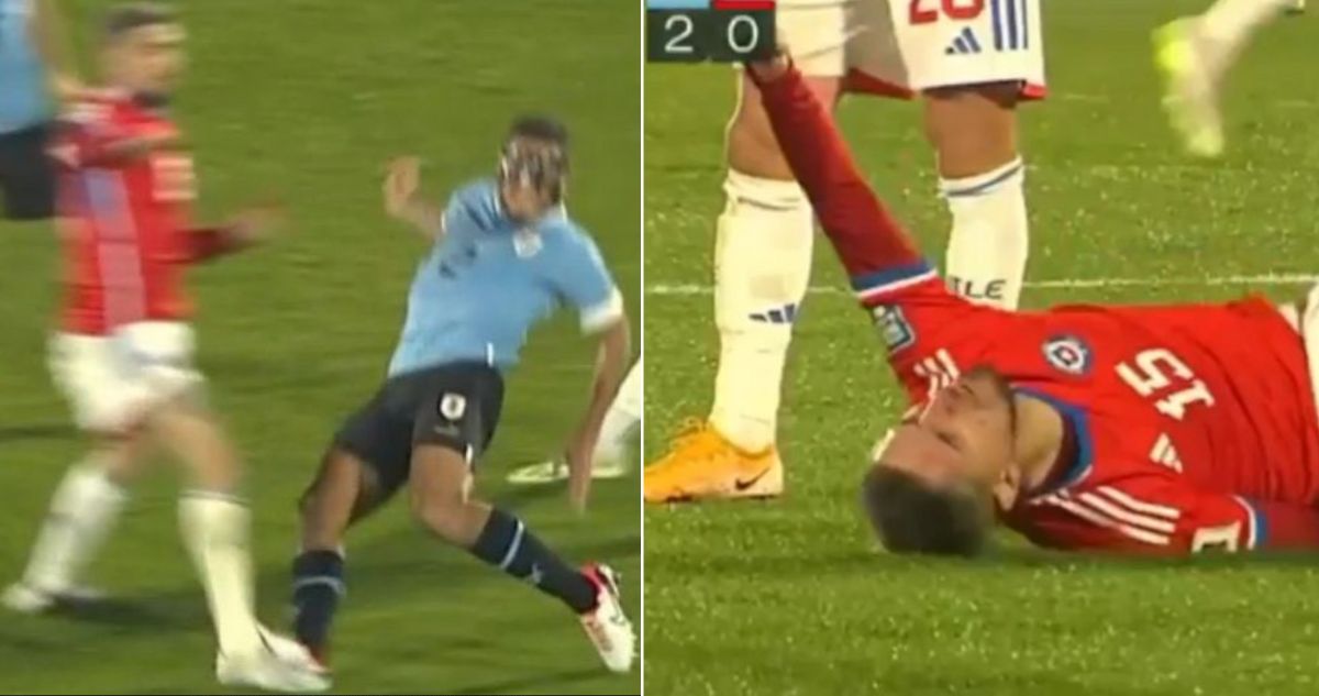 ¿Y eso no era para roja? La feroz entrada de Cáceres sobre su ‘compañero’ Valdés en el Uruguay-Chile