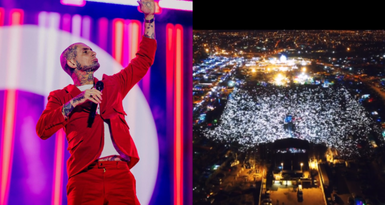 Emanuel Noir, líder de Ke Personajes en su presentación en La Pampilla 2023