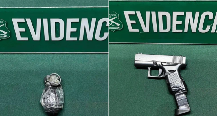 Granada y arma incautada a joven venezolano en Alto Hospicio