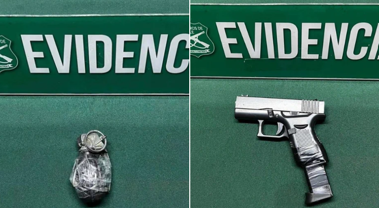 Granada y arma incautada a joven venezolano en Alto Hospicio
