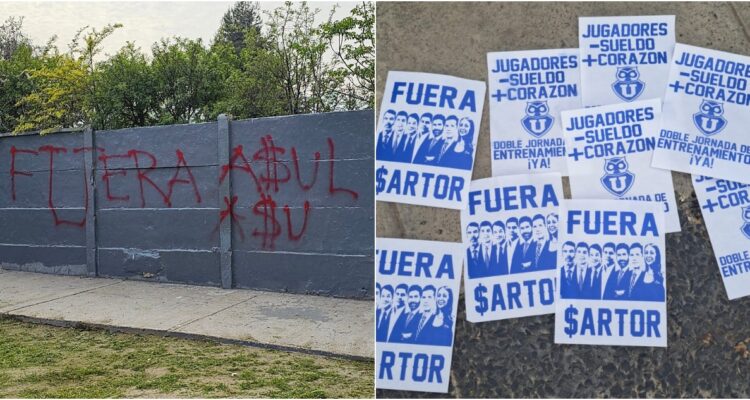 Hinchas de la U se manifiestan contra Azul Azul