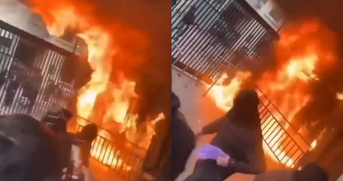 Encapuchados incendian acceso al Instituto Nacional: en Liceo de Aplicación hubo incidentes