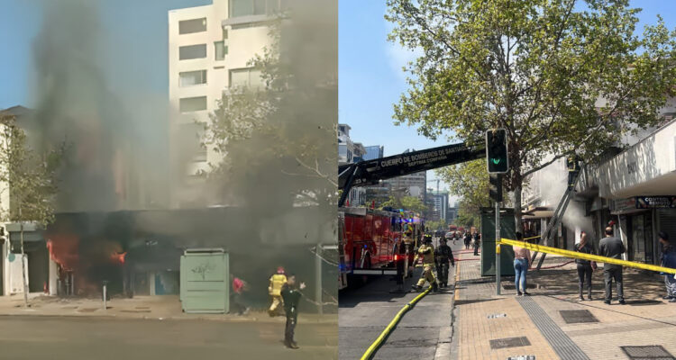 Incendio afecta a local comercial en Providencia: se habría generado por scooter eléctrico