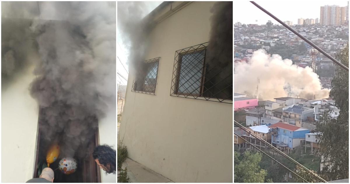 Incendio de vivienda en  cerro Merced de Valparaíso