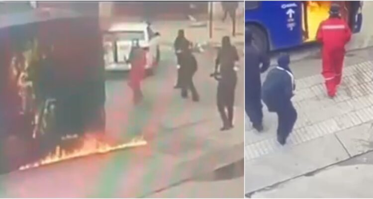 Internación a estudiantes que quemaron bus en Santiago