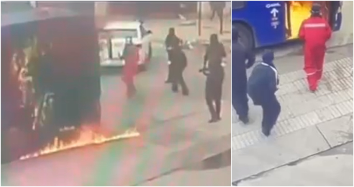 Internación a estudiantes que quemaron bus en Santiago