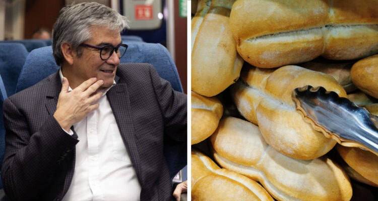 Ministro de Hacienda, Mario Marcel, y otra foto una marraqueta