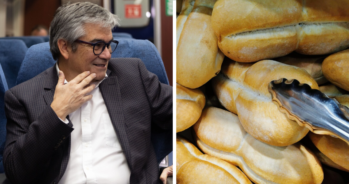 Ministro de Hacienda, Mario Marcel, y otra foto una marraqueta