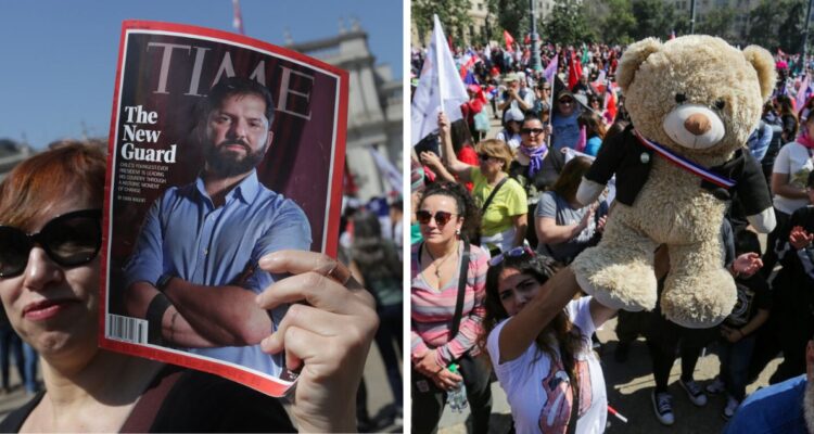 Los registros e imágenes que dejó la concentración, convocatoria o marcha por apoyo al presidente Gabriel Boric en La Moneda.