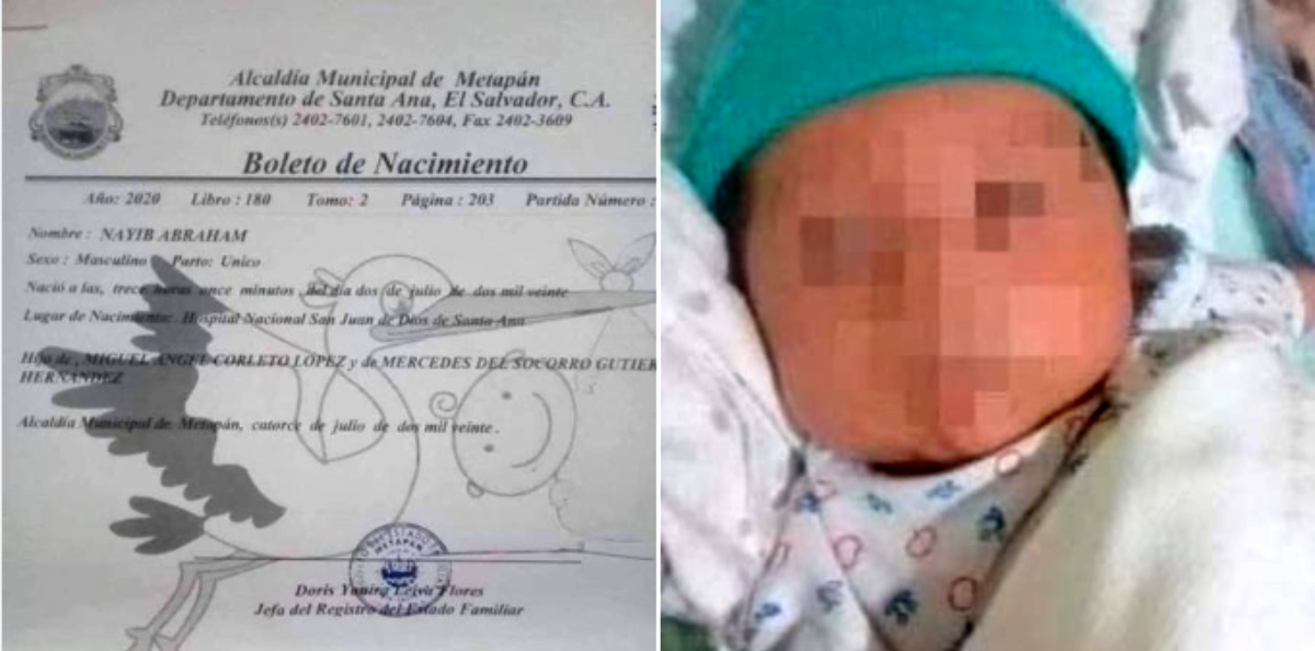 Un niño fue nombrado Nayib Abraham en el municipio de Metapán, Santa Ana.