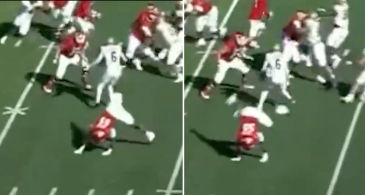 La pirueta que sorprende en el fútbol americano universitario.