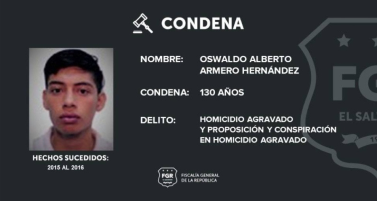 Sentencian a 130 años de cárcel a miembro de peligrosa pandilla en El Salvador por serie de homicidios