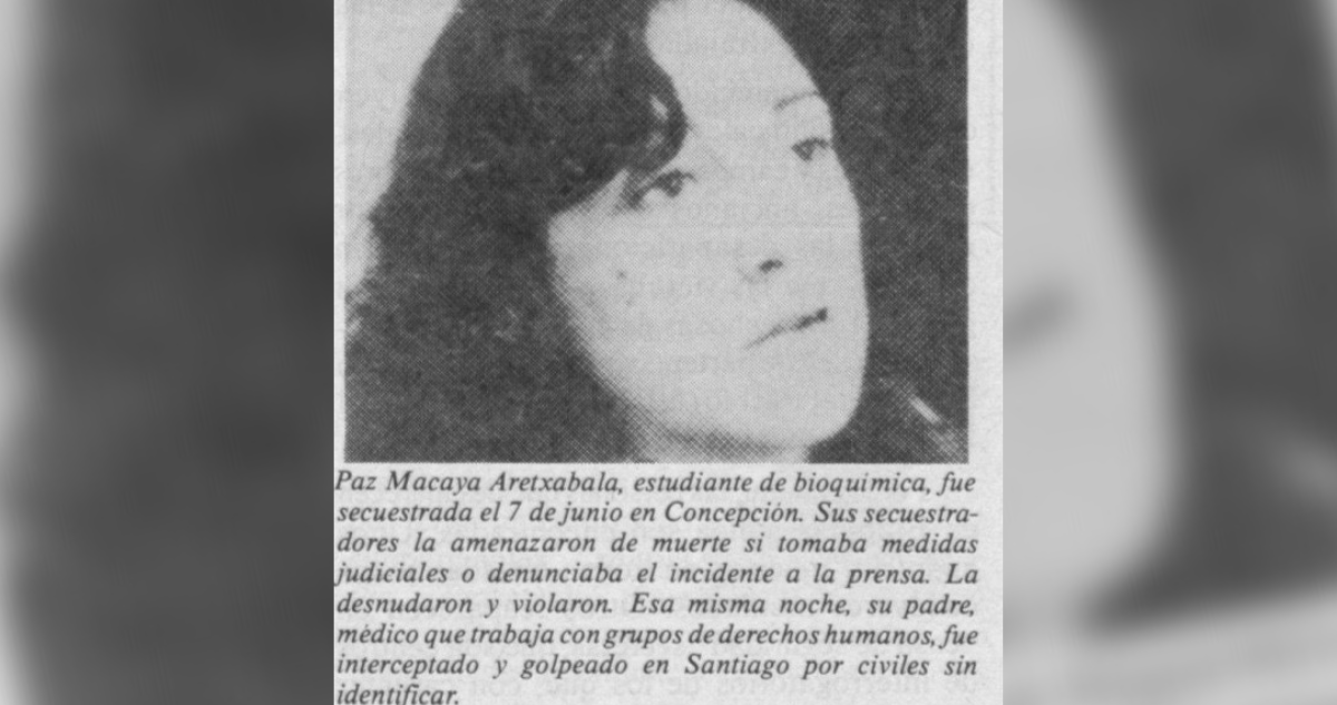 Paz Macaya en Reporte de Amnistía Internacional, 1985