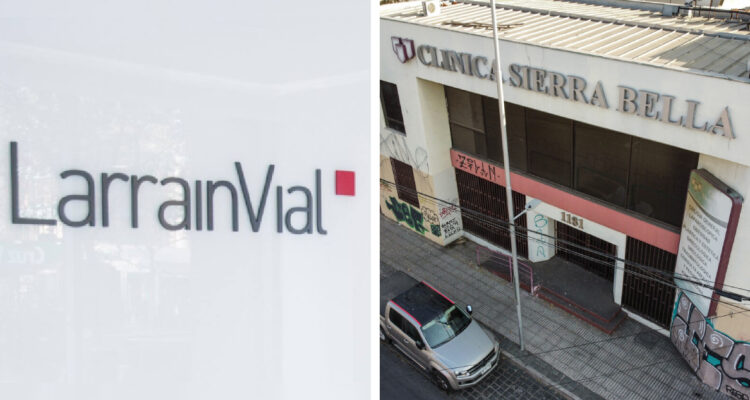 Logo LarrainVial, fachada clínica sierra bella