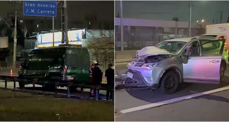 Bus de Gendarmería y un vehículo robado protagonizan grave accidente en Vespucio Sur