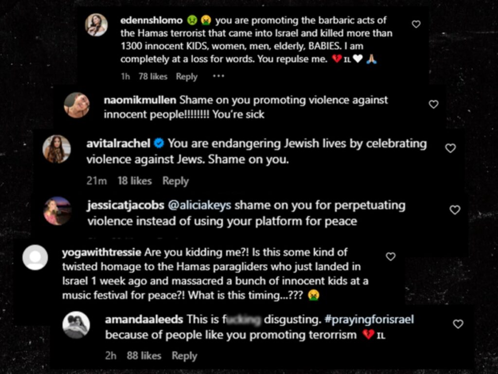 Insólita "funa" a Alicia Keys por supuesto apoyo a Hamás: fans confundieron mensaje en redes