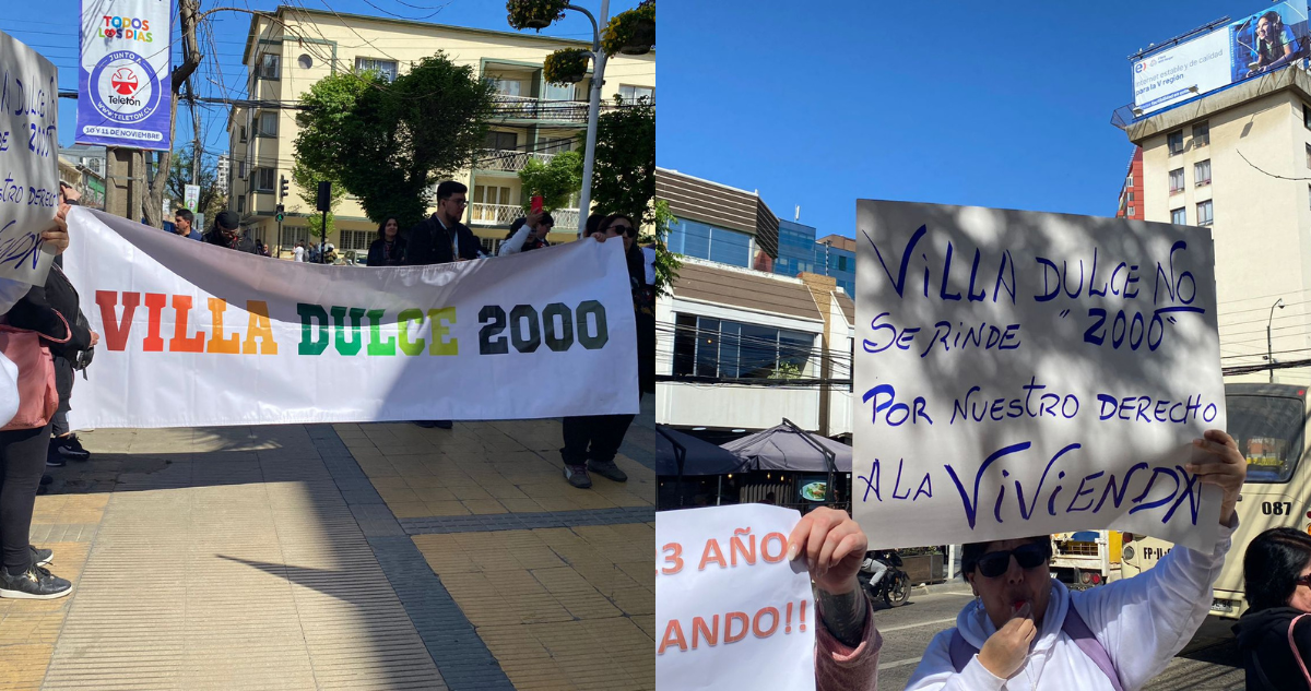 Viña del Mar: vecinos protestan en municipio tras cese en obras de viviendas que esperan hace 23 años