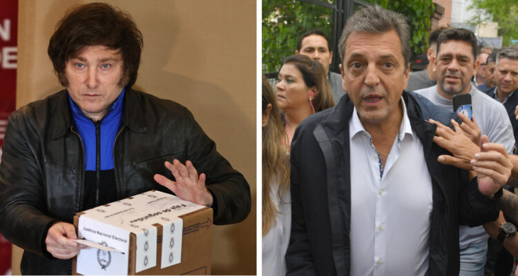 Fotografías de Javier Milei y Sergio Massa