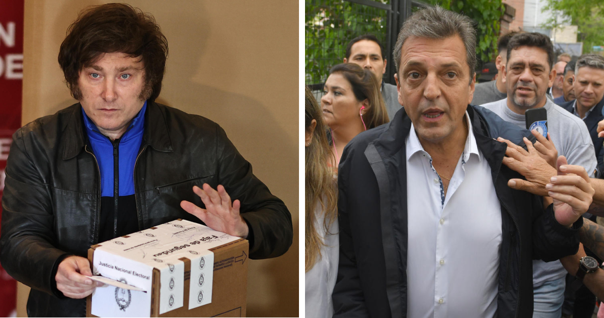 Fotografías de Javier Milei y Sergio Massa