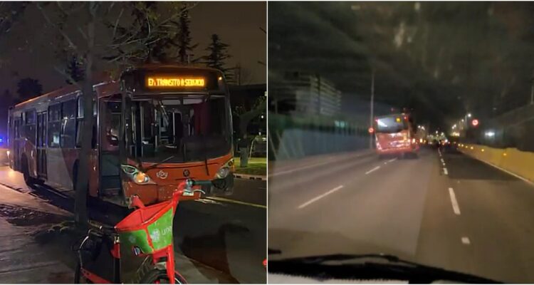 Conductor RED drogado arrasó con postes y un vehículo tras loca carrera entre La Cisterna y Las Condes