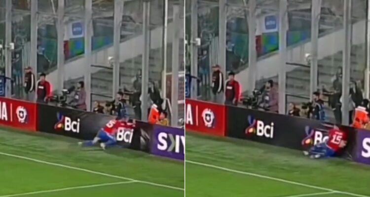 Diego Valdés y su esfuerzo para salvar un balón de Chile ante Perú