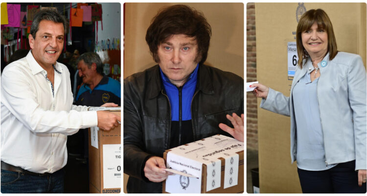 Sergio Massa, Javier Milei y Patricia Bullrich