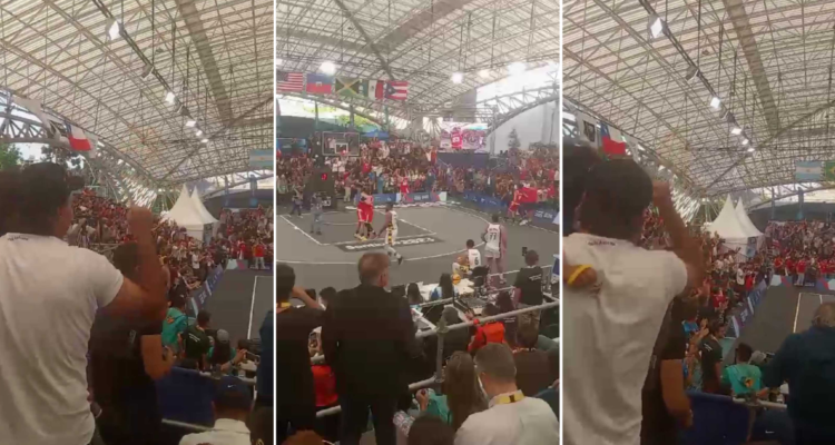 Fernando González celebra como un hincha más la victoria de Chile básquetbol 3×3 en Santiago 2023.