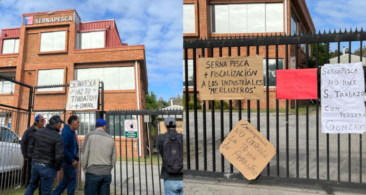 Merluceros de Tomé protestan frente a Sernapesca en Talcahuano: exigen fiscalizar pesca ilegal