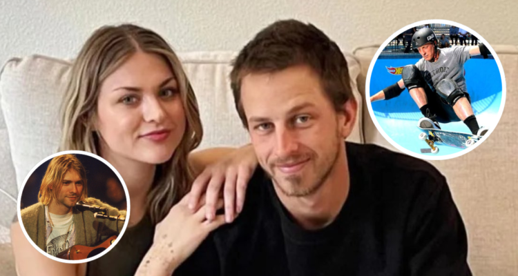 Frances Cobain junto a Riley Hawk, hijos de Kurt Cobain y Tony Hawk respectivamente