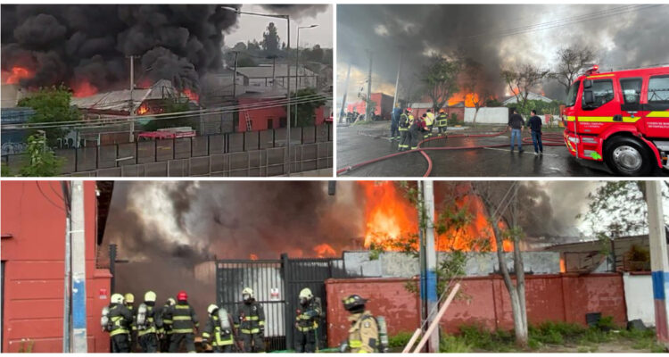 Incendio sin control destruye fábrica de plásticos y una vivienda en La Cisterna