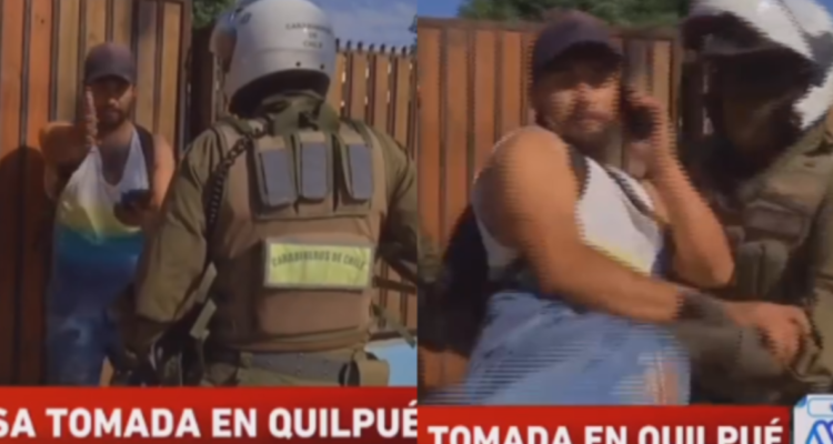 Sujeto pateó a camarógrafo de Mega en medio de despacho: fue detenido en vivo por carabineros
