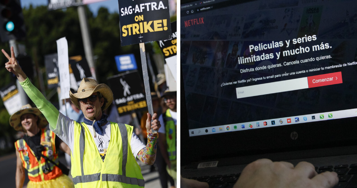 Huelga de actores de hollywood y un notebook con netflix