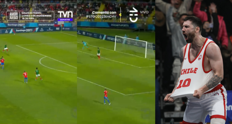 Capturas de debut de La Roja (izquierda y centro) y jugador de Basket 3X3 (derecha) en referencia a emisión de Panamericanos