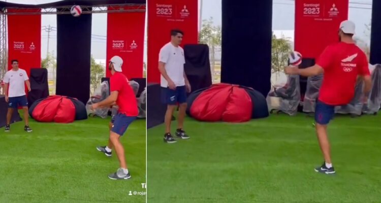 Primos Grimalt se lucen en mini-juego con el balón de voleibol