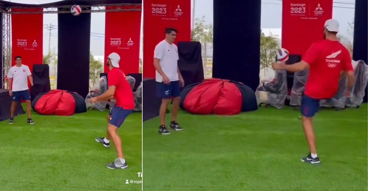 Primos Grimalt se lucen en mini-juego con el balón de voleibol