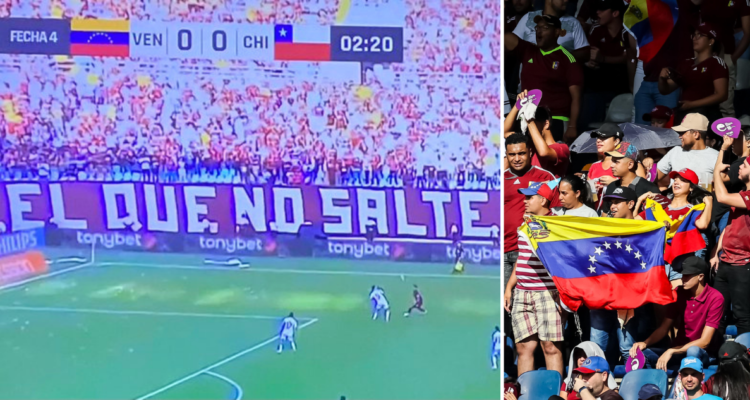 El lienzo en Venezuela que destacan los hinchas nacionales en el duelo ante La Roja en Maturín.