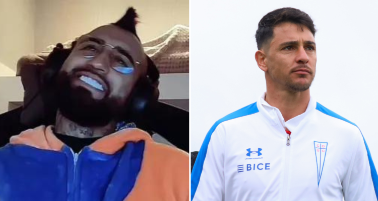 Arturo Vidal repasa a Fernando Zampedri tras la dolorosa derrota de Católica ante Colo Colo.