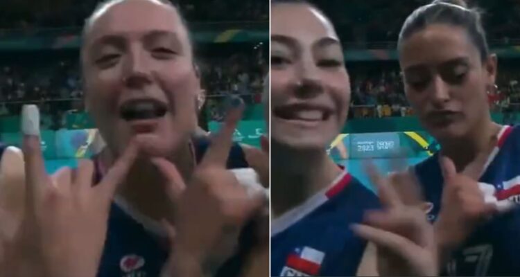 Las jugadoras del vóleibol de Chile y su guiño a Colo Colo