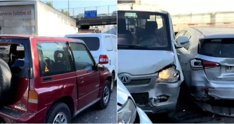 Reportan varios accidentes en la Ruta 5 altura San Miguel: en uno hay 10 vehículos involucrados