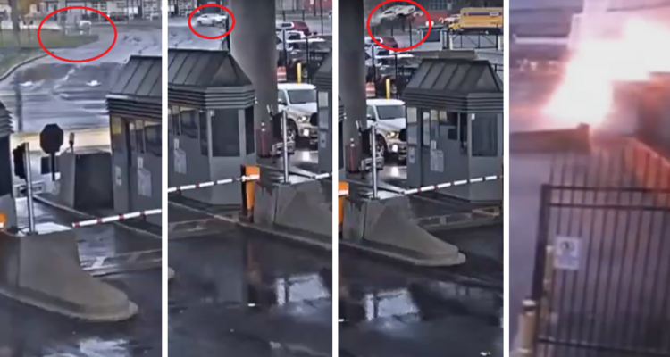 Video: Auto que explotó sobre puente entre EEUU y Canadá salió volando varios metros antes de chocar