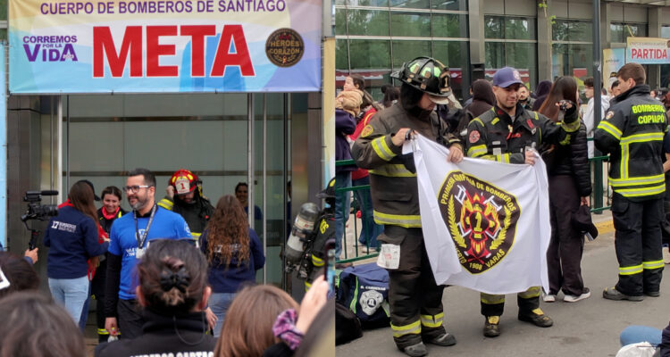 2 mil bomberos llegan a lo alto de Torre Costanera para promover el deporte y concientizar sobre salud