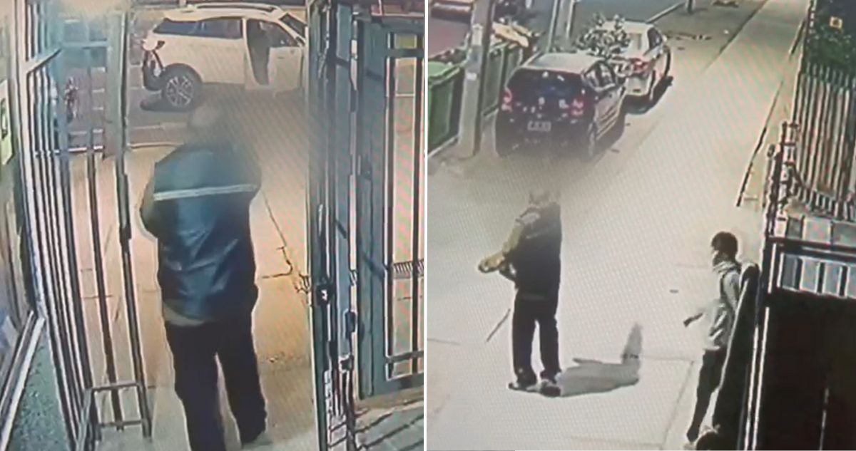 Captan momento exacto en que conserje frustra portonazo con arma de fogueo en condominio de Pudahuel